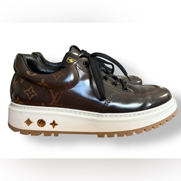Louis Vuitton x NBA Abbesses Derby Sneakers SIZE 9 BROWN AND GOLD - Picture 1 of 10